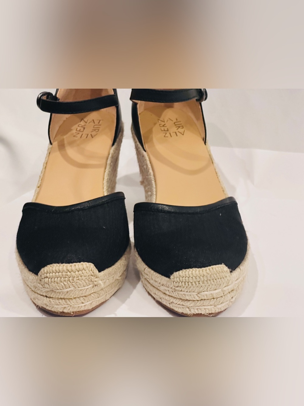 Naturalizer Black Espadrille Wedge Sandals Size 9.5 Comfort Shoes - Picture 7 of 16